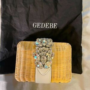 Gedebe, jeweled straw clutch.